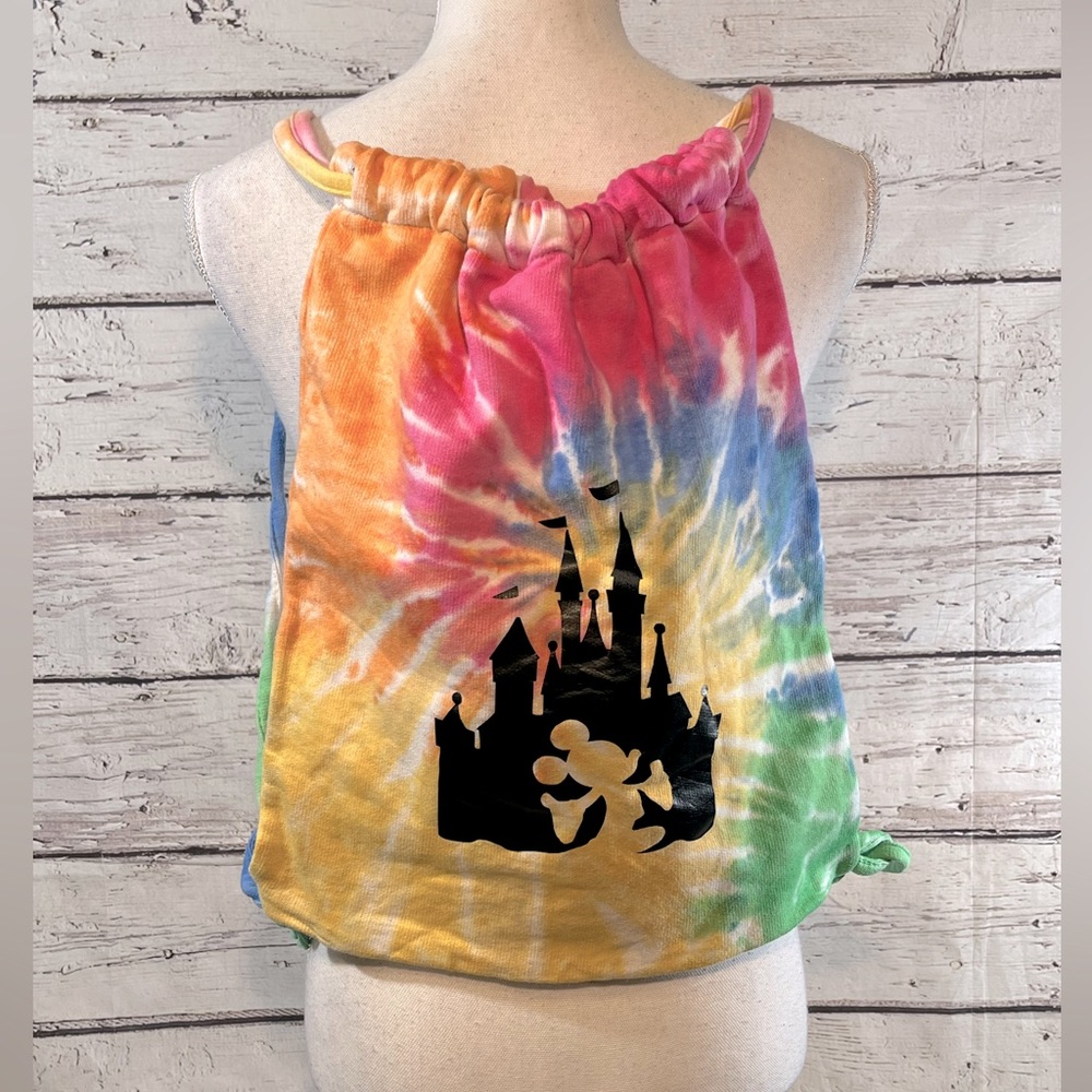 DISNEY Mickey Mouse/Castle Silhouette Tie Dye String Tie Backpack-OS